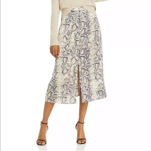 BB Dakota Ivory Snake Print Side Midi Skirt